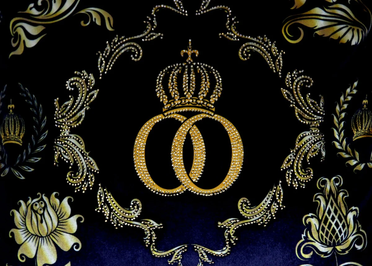 Harald Glööckler luxury decorative baroque cushion Pompöös by black / gold crown deluxe with rhinestones - Glööckler cushion