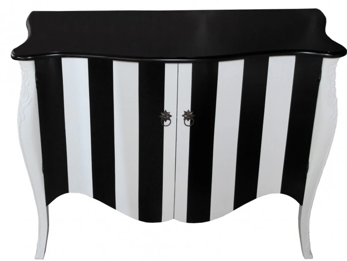 Baroque chest of drawers black/white stripes 120cm Mod - antique style furniture