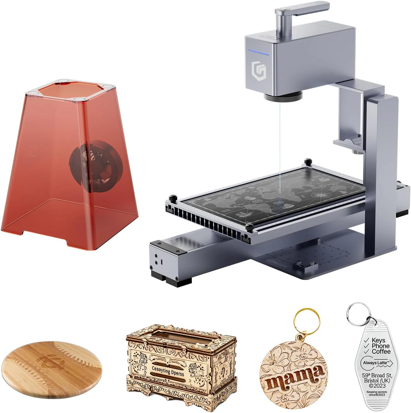 Longer Nano Pro Portable 12W Laser Engraver with Extension Set, 5000mm/s High Speed, Engraving Precision 0.01 * 0.01mm, DIY Engraving Tool for Wood, Acrylic, Leather, Cloth, Metal, Ceramic