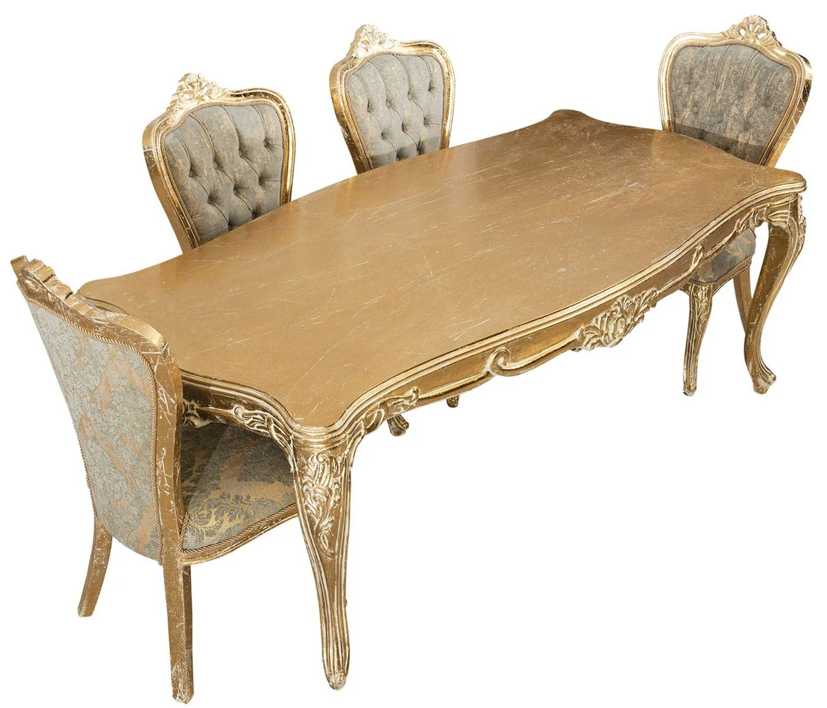 Luxury Baroque Dining Table Antique Gold - Rectangular Baroque Style Kitchen Table - Luxury Dining Room Furniture in Baroque Style - Baroque Dining Room Furniture - Baroque Furnishings