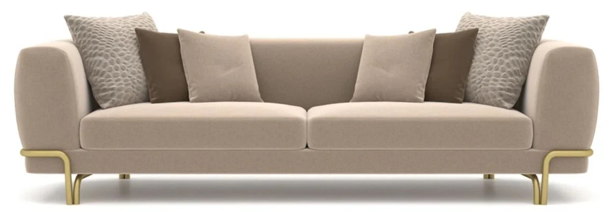 Luxury sofa light brown / brass 300 x 100 x H. 75 cm - living room sofa - hotel sofa - living room furniture - hotel furniture - luxury furniture - luxury furnishings