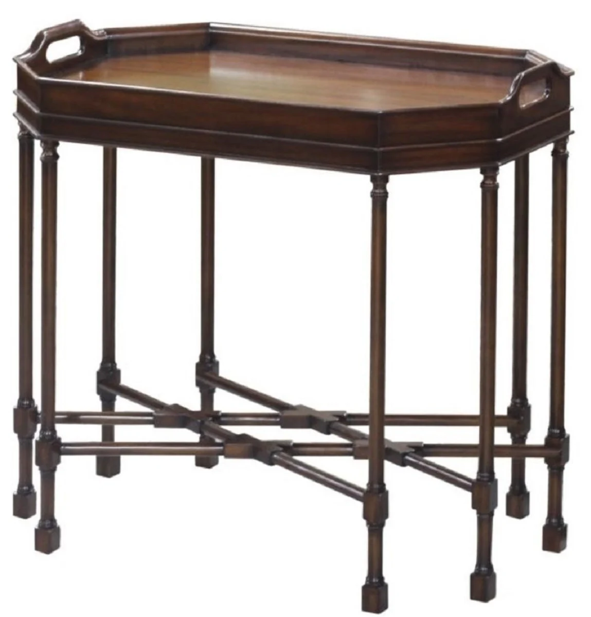 Luxury coffee table / serving table dark brown 66 x 41 x H. 62 cm - mahogany living room table with removable tray