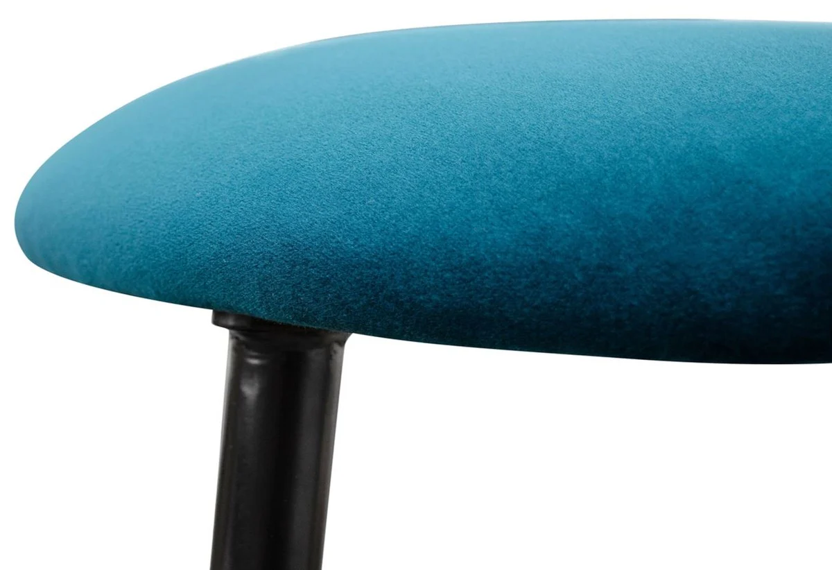 Luxury bar stool blue / black Ø 37 x H. 76 cm - bar chair with velvet fabric