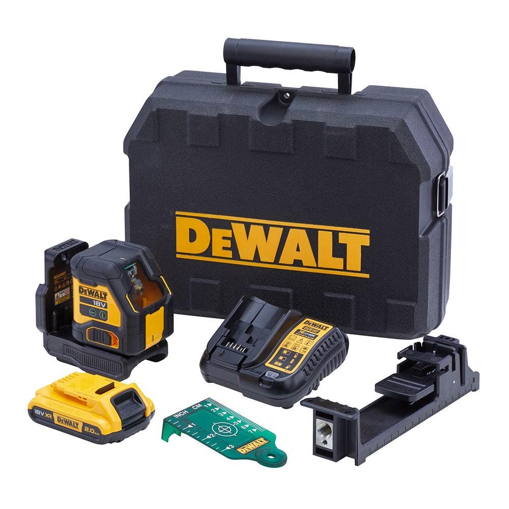 DEWALT 18V XR Compact Green Cross Line Laser Kit DCLE34021D1-XE