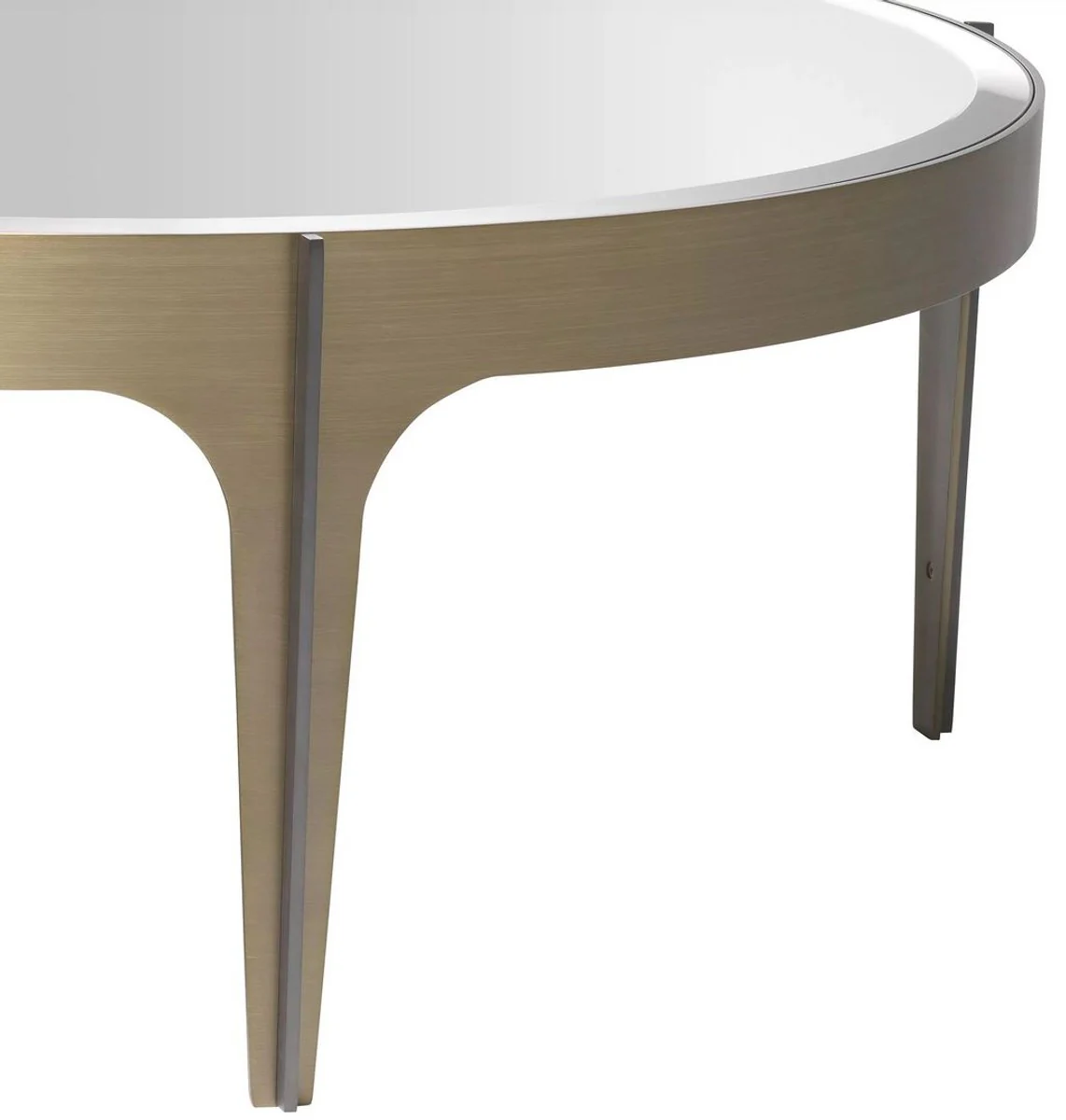 Luxury coffee table brass / bronze Ø 94 x H. 34.5 cm - Round stainless steel living room table with mirror glass table top - Luxury living room furniture
