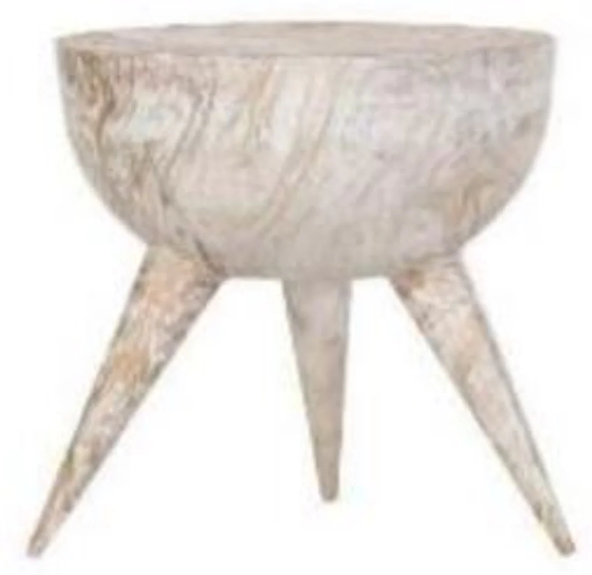 Luxury side table white / gold Ø 42 x H. 46 cm - round tripod aluminum table in marble look - living room furniture