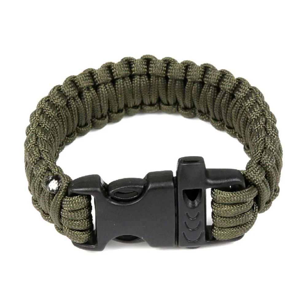 North Star Survival Armband verde oliva - Pulsera paracord con silbato