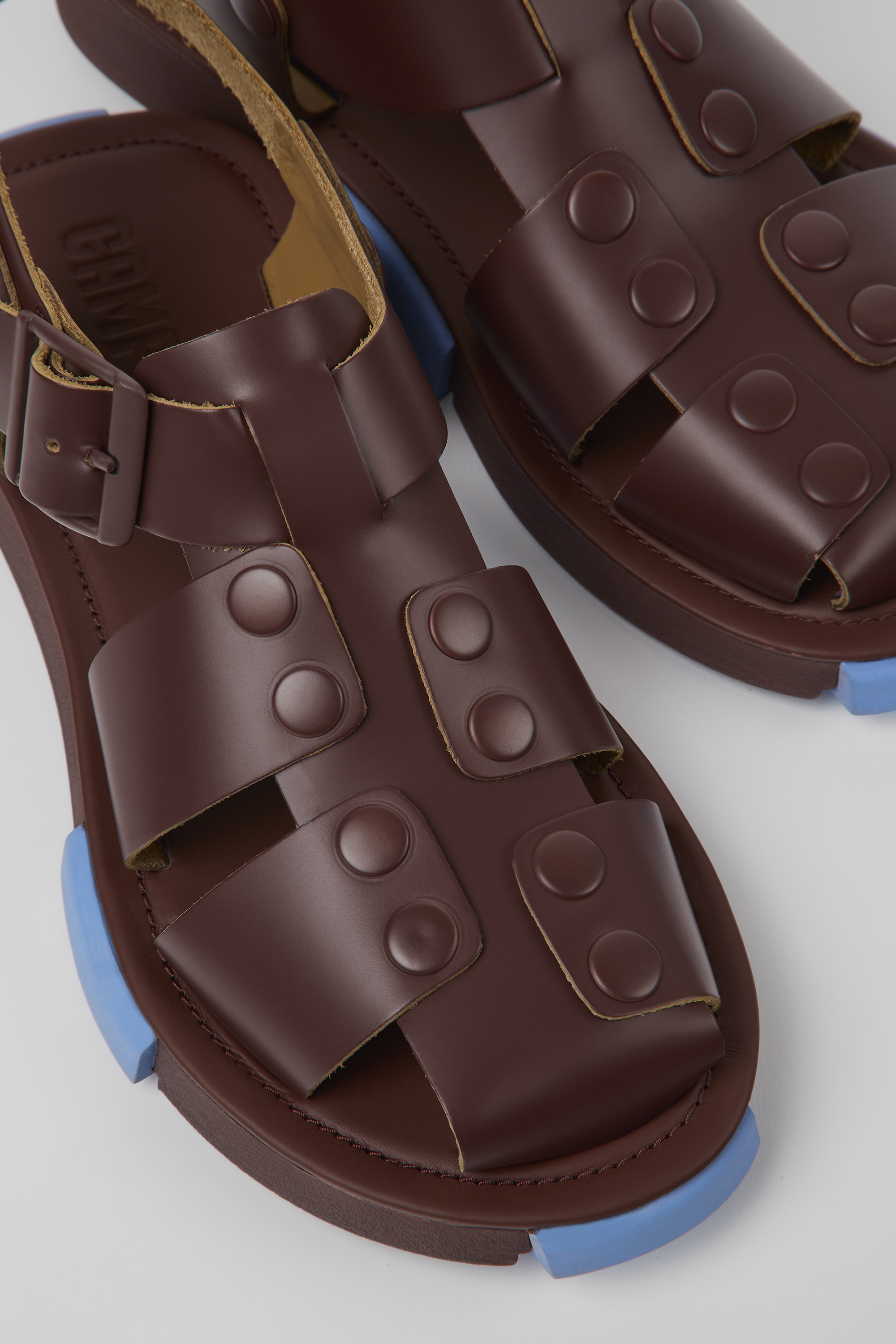 Set - Burgund Leder Sandalen für Damen