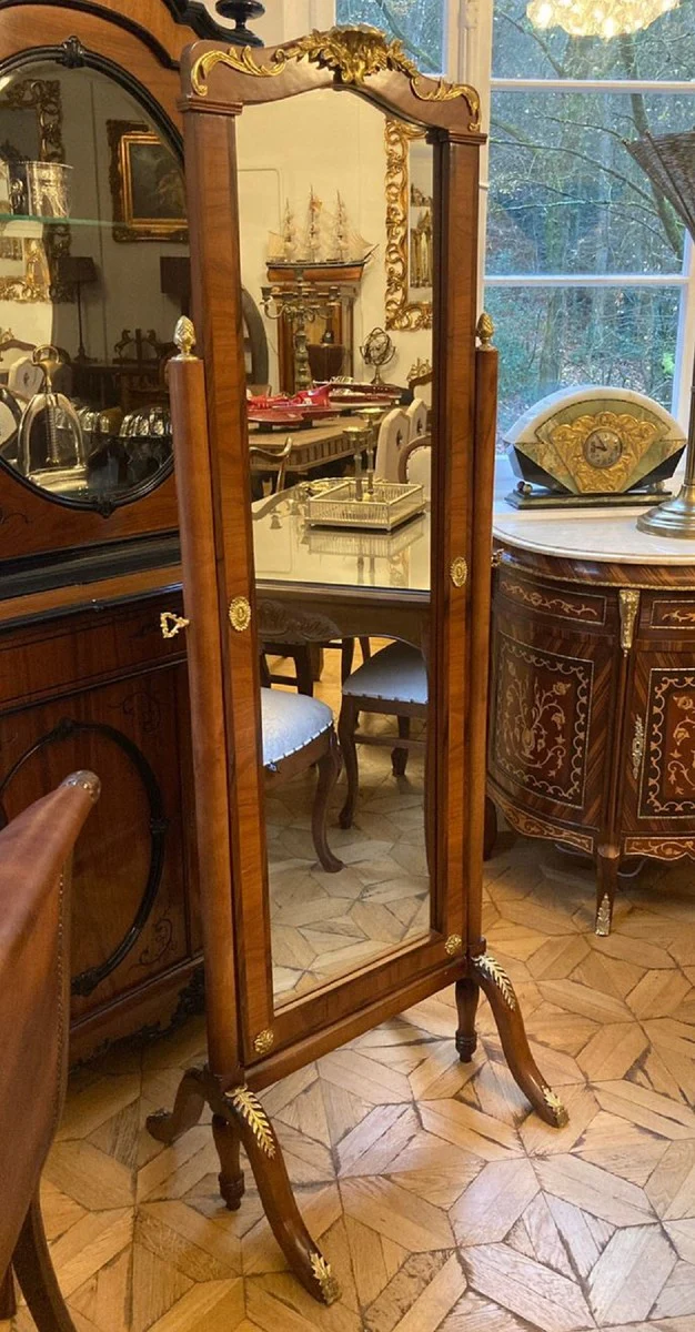 Baroque standing mirror brown / gold - swiveling solid wood mirror in baroque style - bedroom mirror - hotel mirror - bedroom furniture - baroque furniture - noble & magnificent