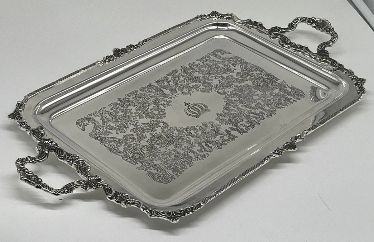 Pompöös by Luxury Baroque Serving Tray Crown Silver 52 cm - designed by Harald Glööckler