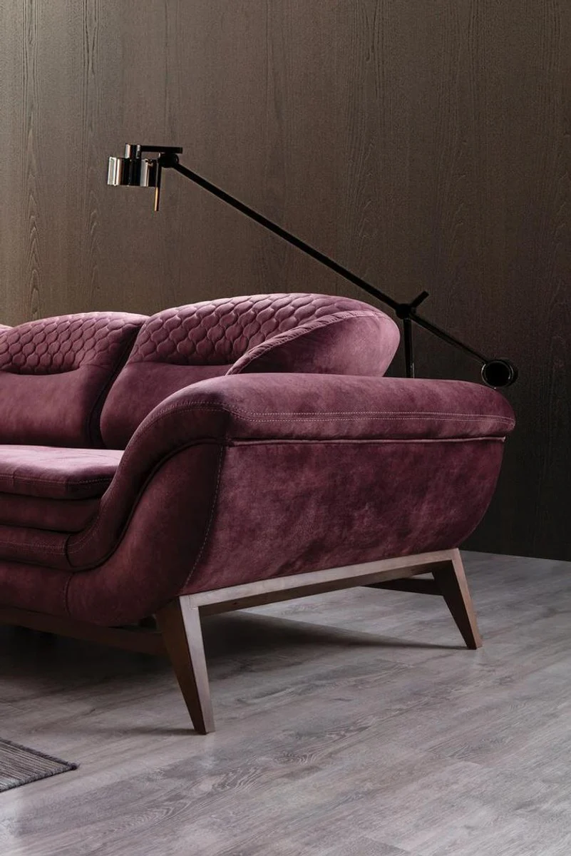 Luxury corner sofa purple / dark brown 318 x 293 x H. 85 cm - living room sofa with adjustable backrests - living room furniture