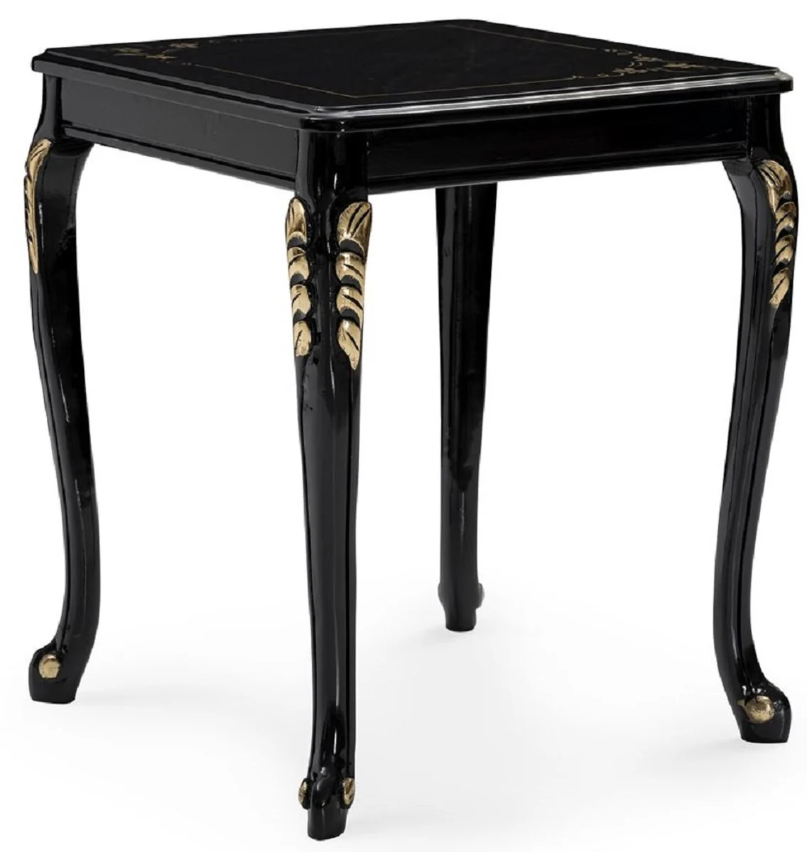 Luxury Baroque side table black / gold - Square solid wood table in Baroque style - Luxury living room furniture in Baroque style - Baroque furniture - Noble & magnificent