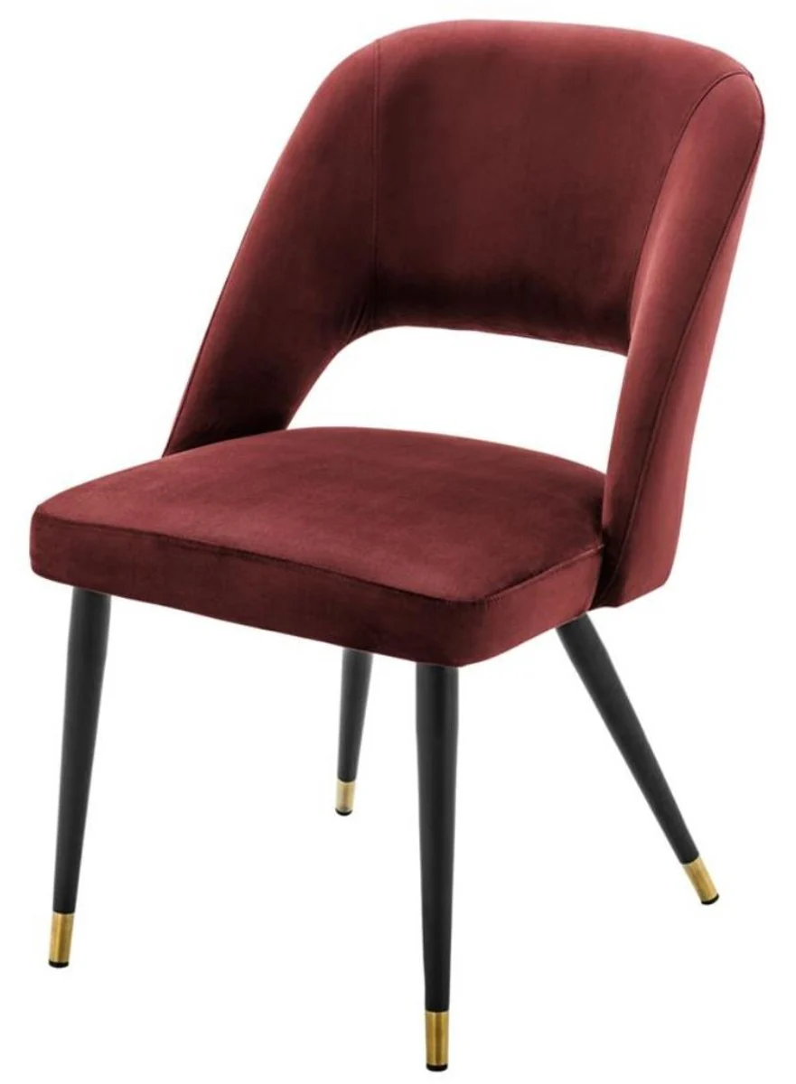 Luxury dining room chair Bordeaux red / black 52 x 58 x H. 85 cm - Luxury dining room furniture