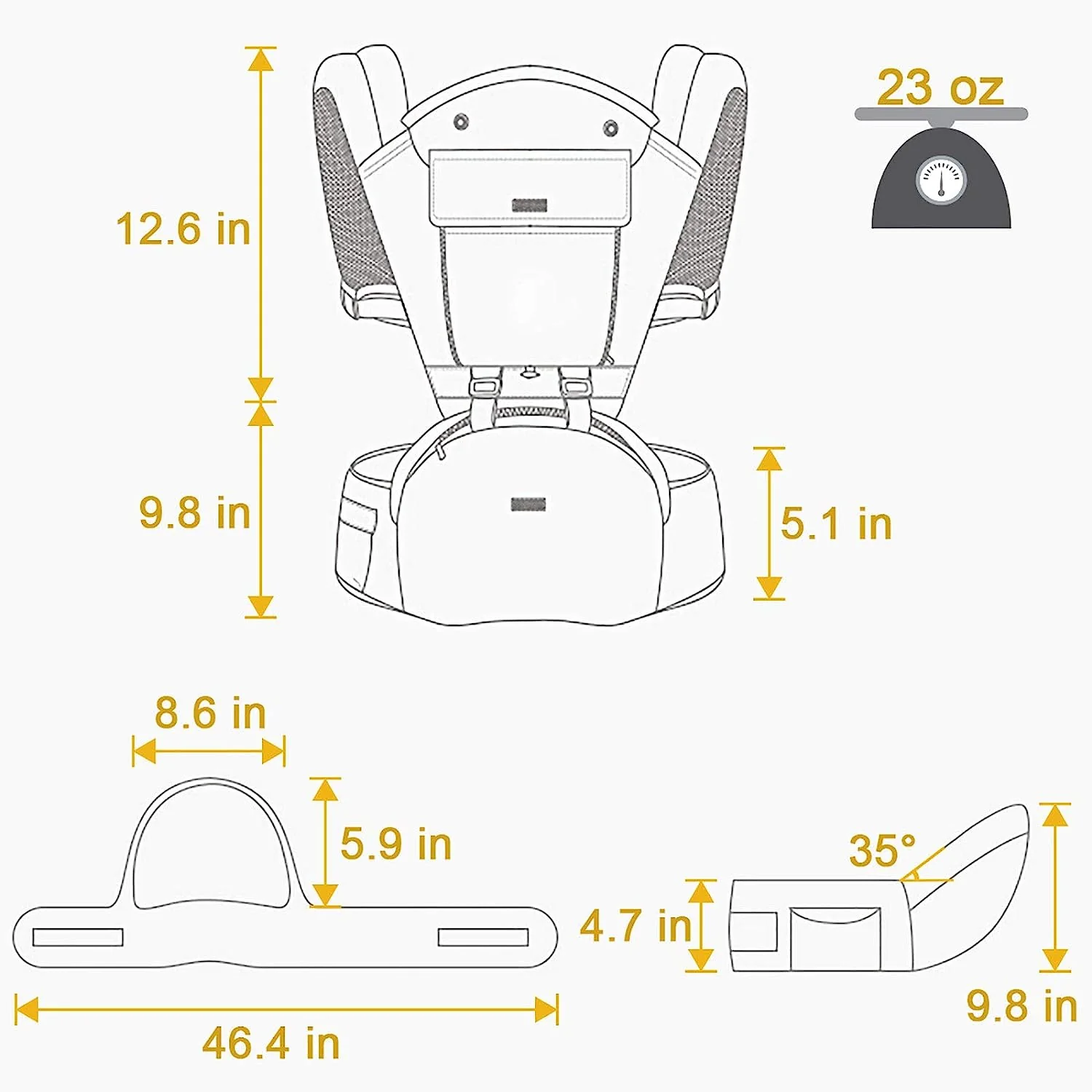 Baby – Tragehilfe, 6-in-1-Babytrage mit Taillenhocker, Babytrage mit Hüftsitz zum Stillen, Einheitsgröße – passend für Neugeborene, Säuglinge und Kleinkinder (blau)