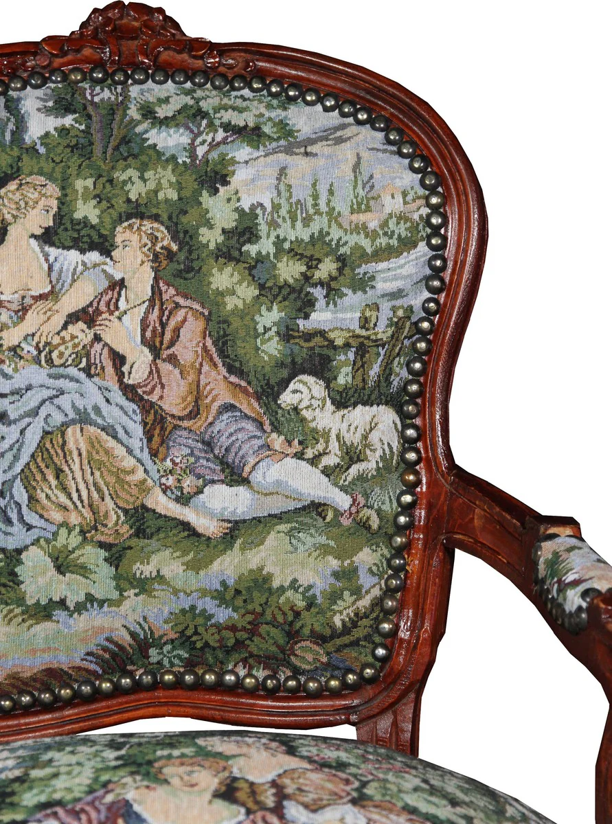 Baroque salon chair tapestry / brown