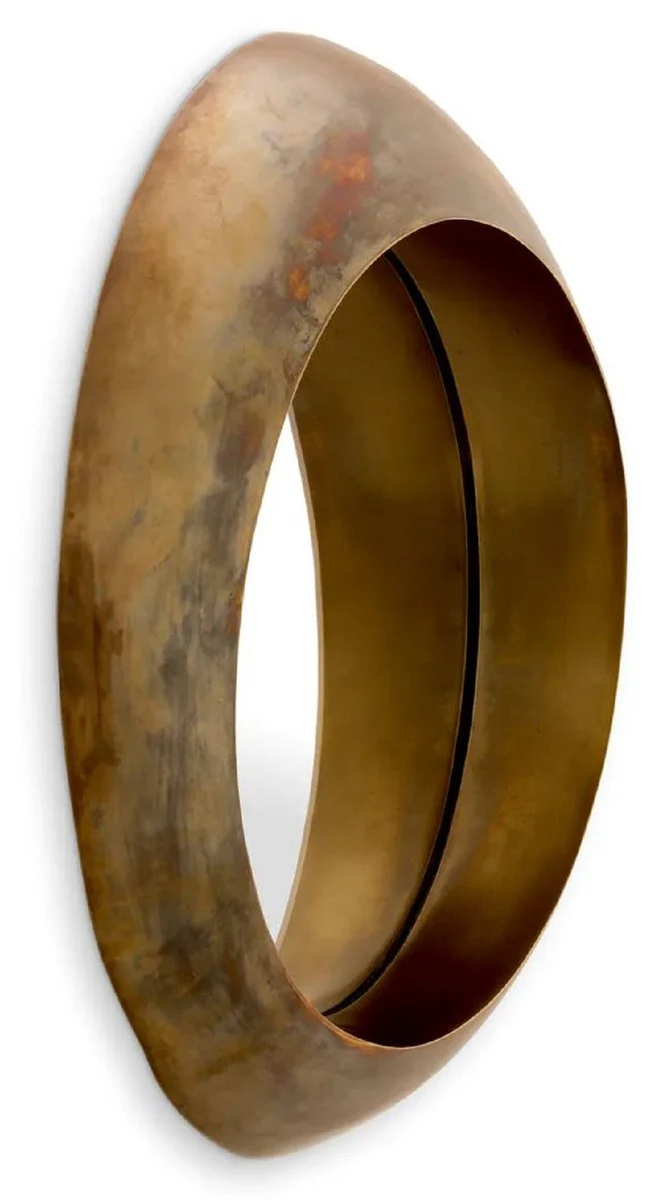 Luxury aluminum wall mirror vintage brass Ø 50 cm - round living room mirror - bedroom mirror - cloakroom mirror - luxury furniture - luxury furnishings