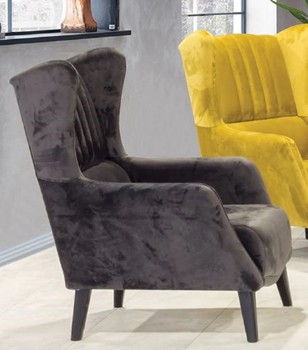 Luxury wing chair black 80 x 80 x H. 90 cm - Modern living room armchair - Living room furniture