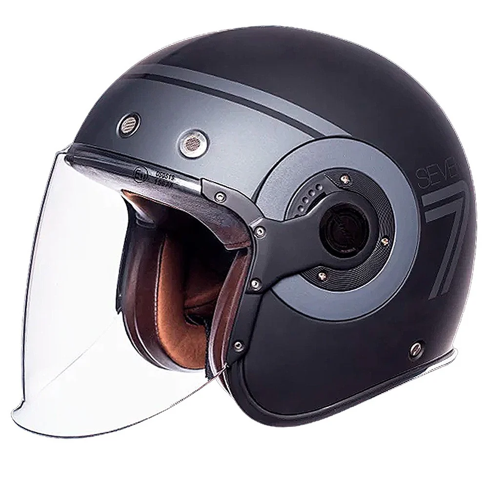 CASCO JET SMK RETRO SEVEN NEGRO MATE / GRIS