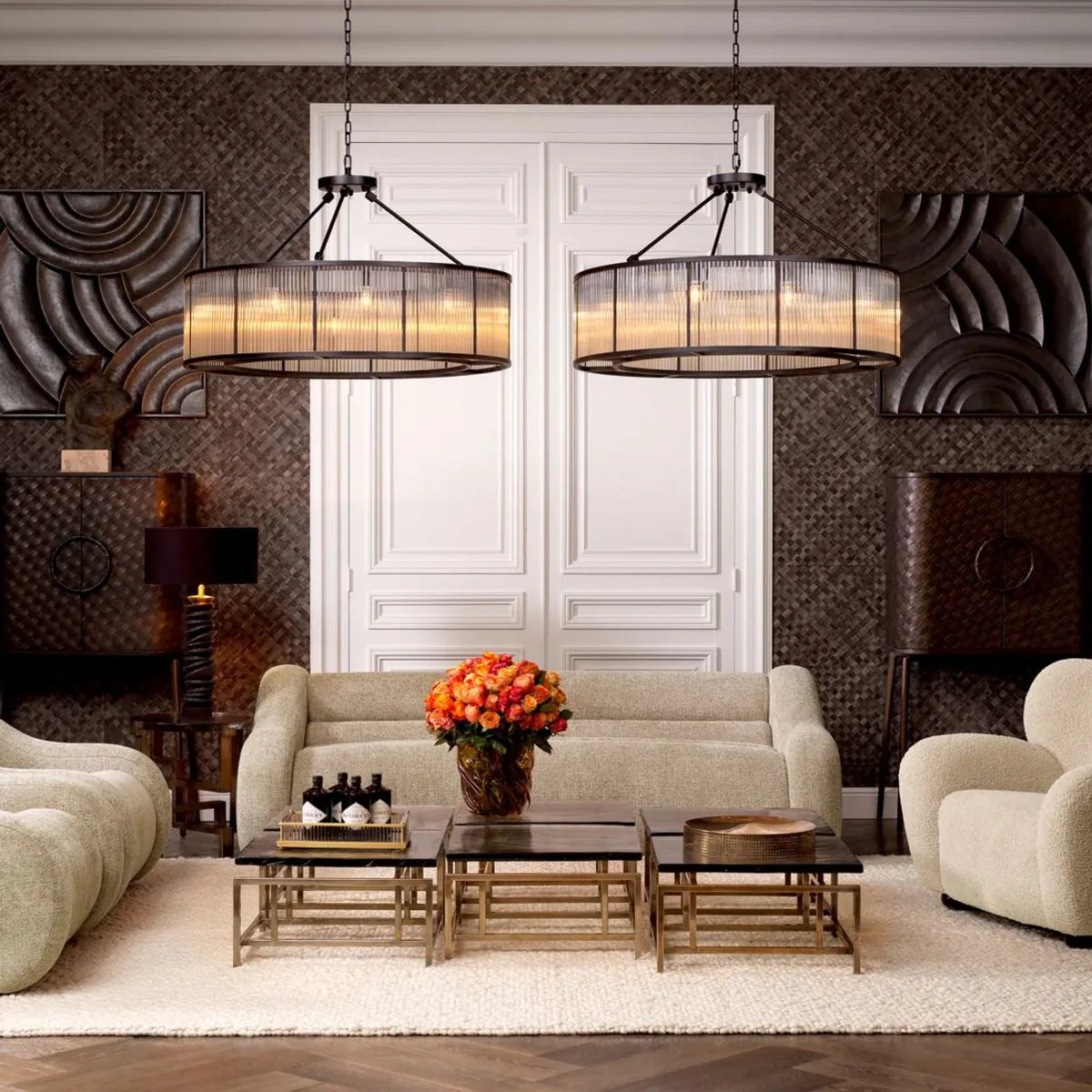 Luxury sofa sand color 230 x 120 x H. 71 cm - Curved living room sofa - Living room furniture - Luxury furniture - Living room furnishings - Luxury furnishings - Luxury quality