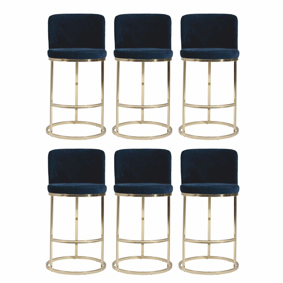 Luxury bar chair set of 6 dark blue / gold H. 110 cm - bar furniture