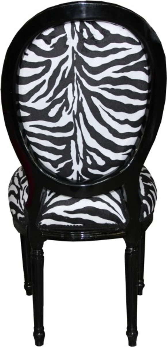 Baroque Dining Chair Medallion Zebra Pattern / Black - Baroque Furniture - Limited Edition