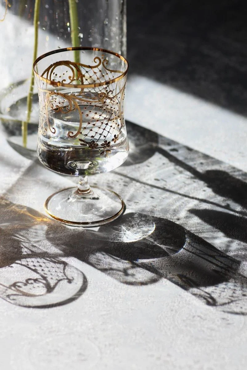 Luxury Baroque Brandy Glass Set of 6 Gold Ø 8.5 x H. 14.5 cm - Handmade and hand-painted cognac glasses - Hotel & Restaurant Accessories - Luxury quality