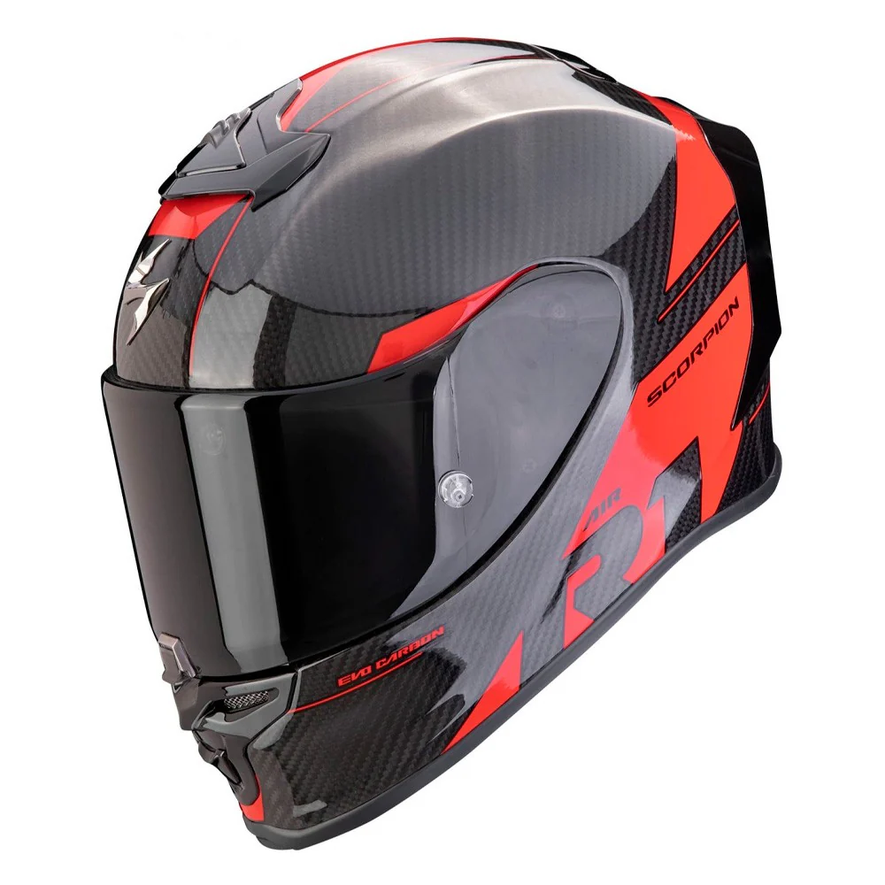 CASCO SCORPION EXO R1 EVO CARBON AIR RALLY - NEGRO / ROJO