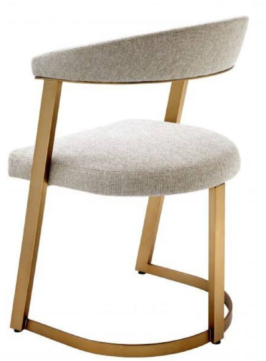 Designer chair with armrests natural color / brass color 53.5 x 49 x H. 78 cm - dining room chair - office chair - designer furniture