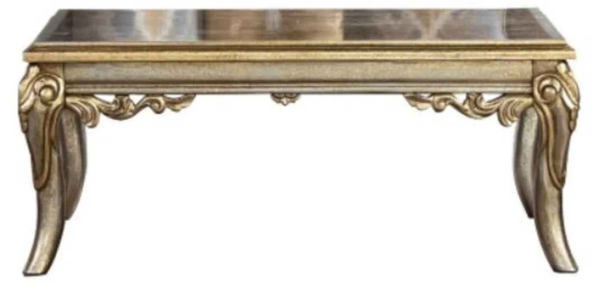 Luxury Baroque Coffee Table Silver / Gold - Handcrafted Solid Wood Living Room Table in Baroque Style - Baroque Living Room Furniture - Noble & Magnificent