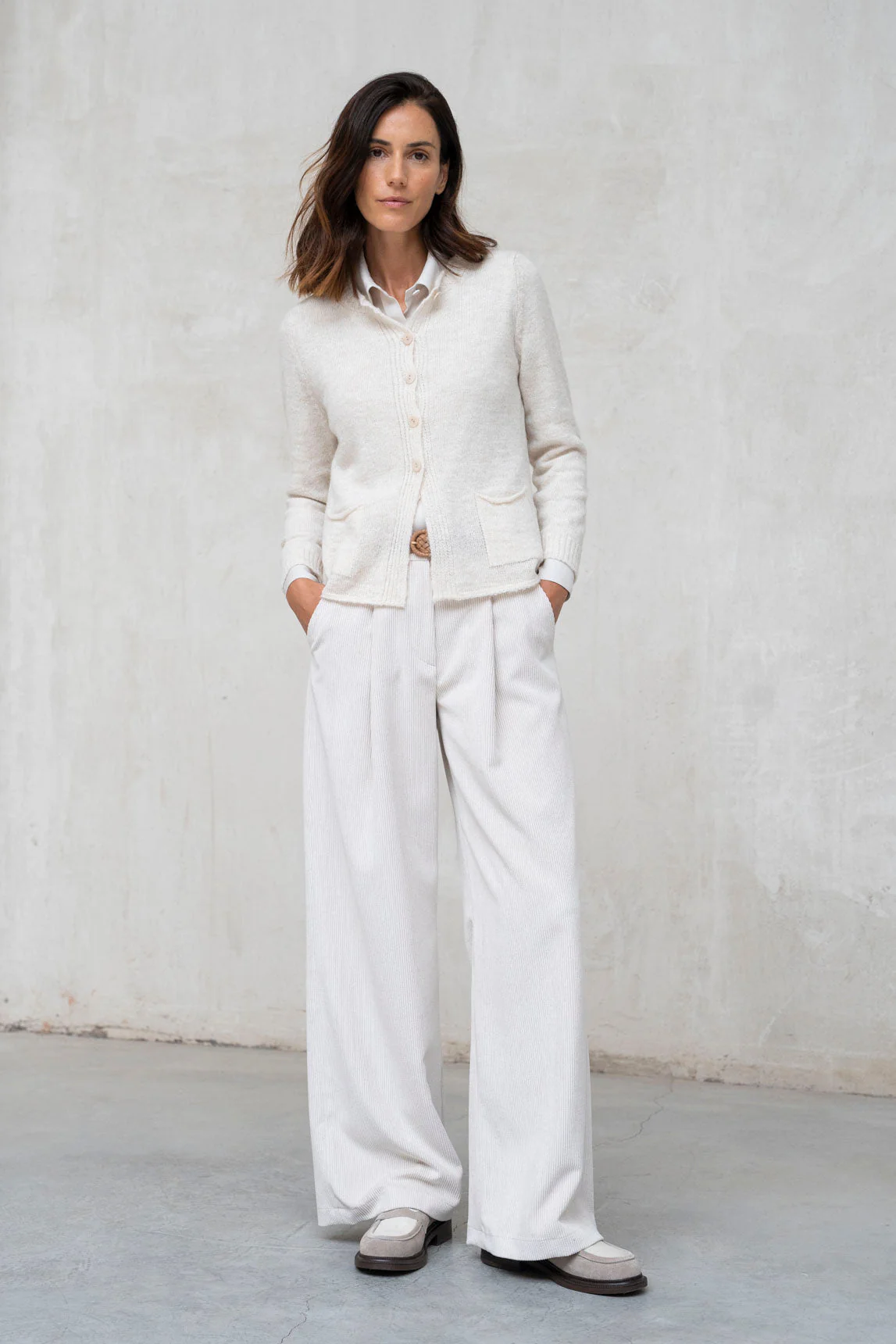 Rivera-Spanien-Jersey Módena aus ecrufarbener Kaschmirwolle