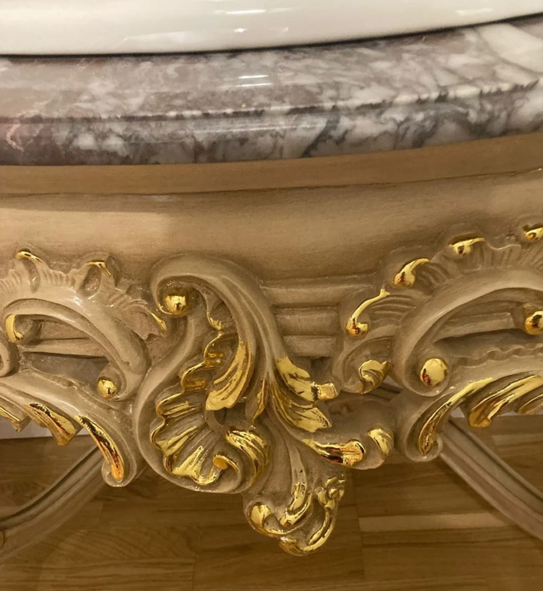 Baroque bathroom set gray / gold - 1 washbasin & 1 ceramic washbasin & 1 wall mirror - Bathroom furniture in baroque style - Baroque furniture - Baroque furnishings