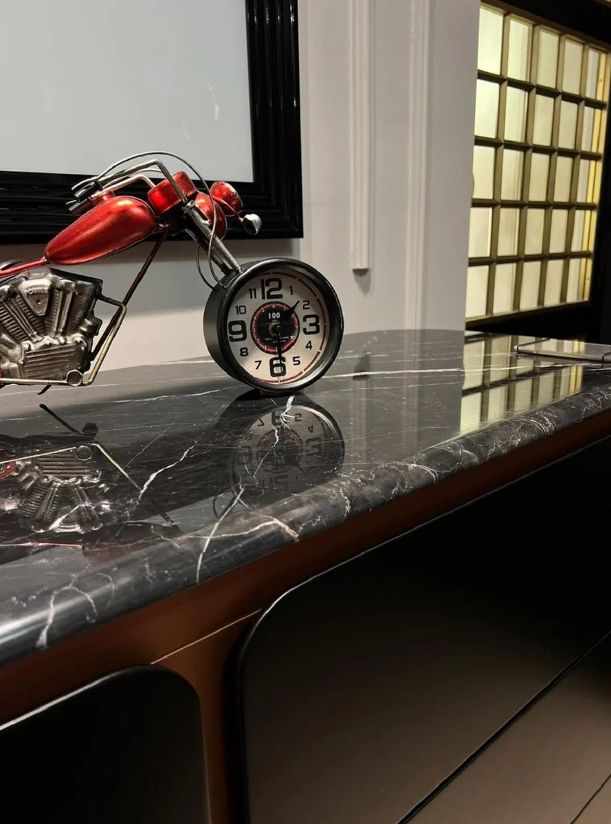 Luxury solid wood chest of drawers with 6 drawers black / copper 150 x 50 x H. 90 cm - Bedroom chest of drawers - Bedroom furniture - Luxury furniture - Luxury furnishings - Furniture luxury