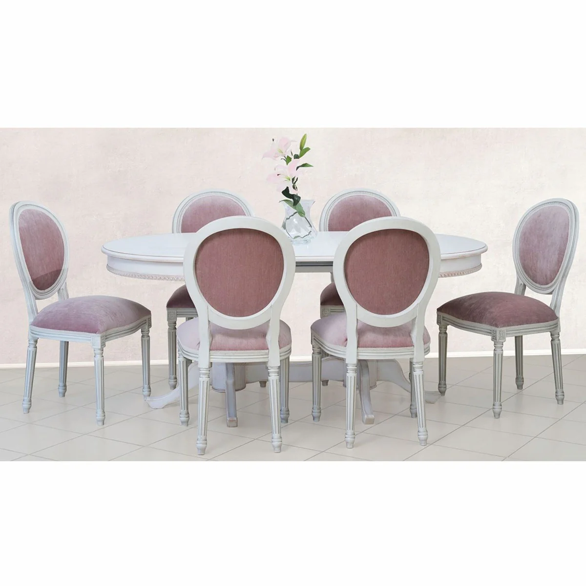 Luxury Baroque Dining Room Set Pink / White - Baroque Dining Room Furniture