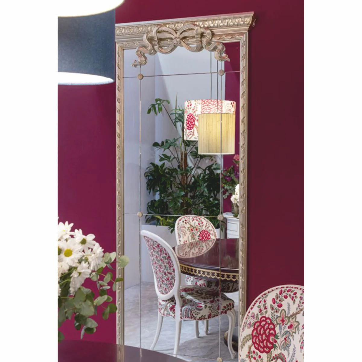 Luxury baroque solid wood mirror antique gold H. 200 cm - Made in Italy