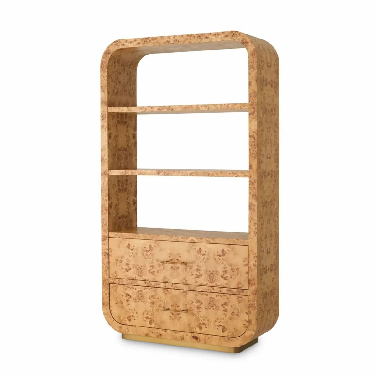 Luxus Regalschrank mit 2 Schubladen Hellbraun / Antik Messing H. 210 cm