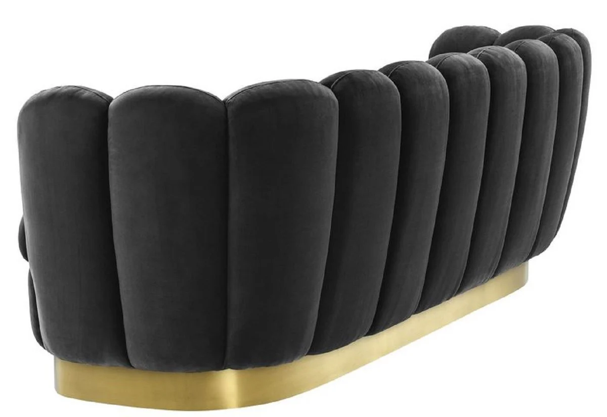 Luxury velvet sofa dark gray / brass 225 x 90 x H. 80 cm - living room sofa - luxury quality