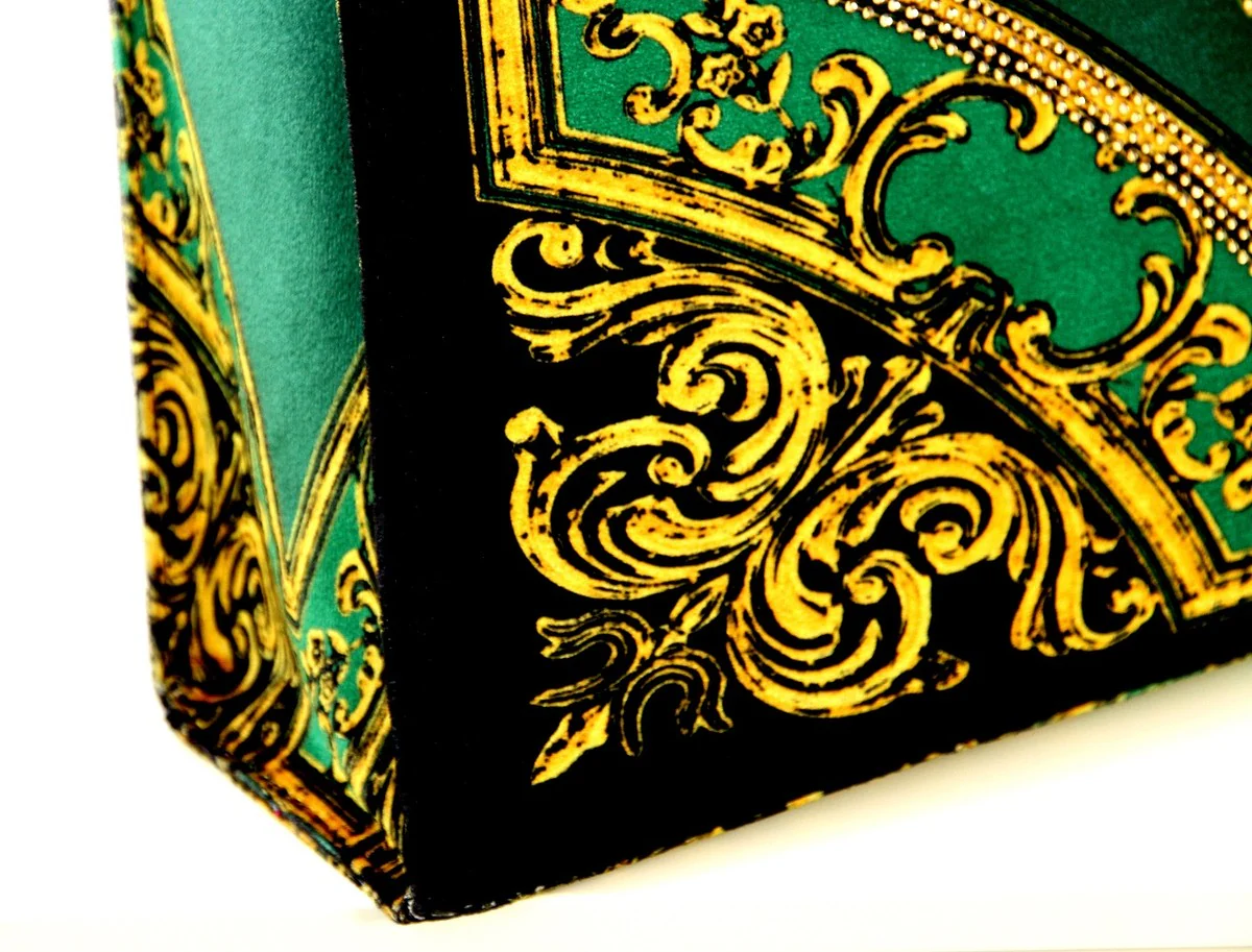 Pompöös by Luxus women's handbag crown and glitter stones green / black / gold 43 x H. 43 cm - designed by Harald Glööckler