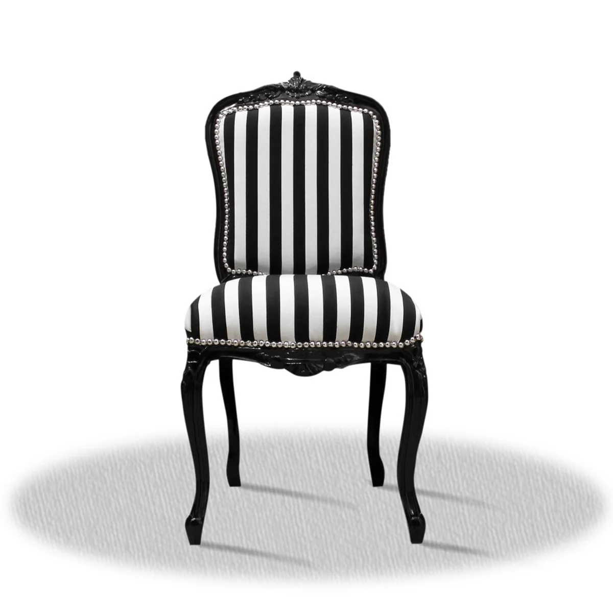 Baroque salon chair black white stripes 50 x 50 x H. 100 cm - Hotel Collection