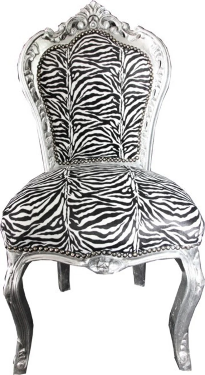 Baroque Dining Room Chair Zebra / Silver - Furniture - Baroque Furniture
