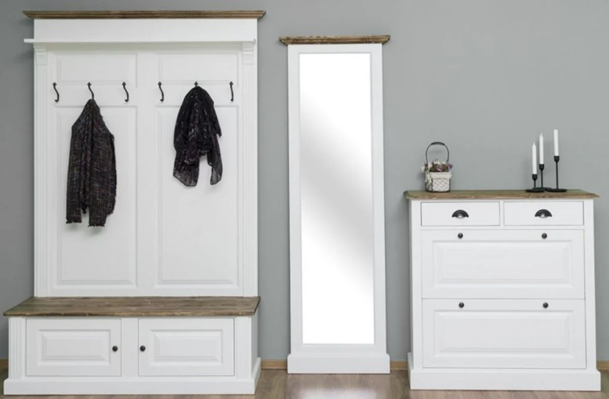 Country house style solid wood wardrobe furniture set white / brown - wardrobe - mirror - shoe cabinet - furniture in country house style