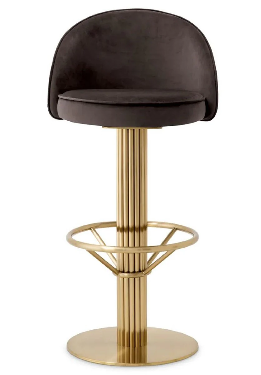 Luxury velvet bar chair dark gray / brass H. 103 cm - Hotel & Bar Furniture