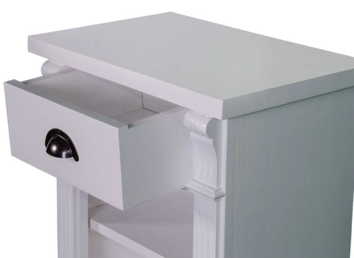 Country house style bedside table with drawer and shelf light gray 49 x 33 x H. 60 cm - solid wood night dresser - bedside cabinet - country house style bedroom furniture