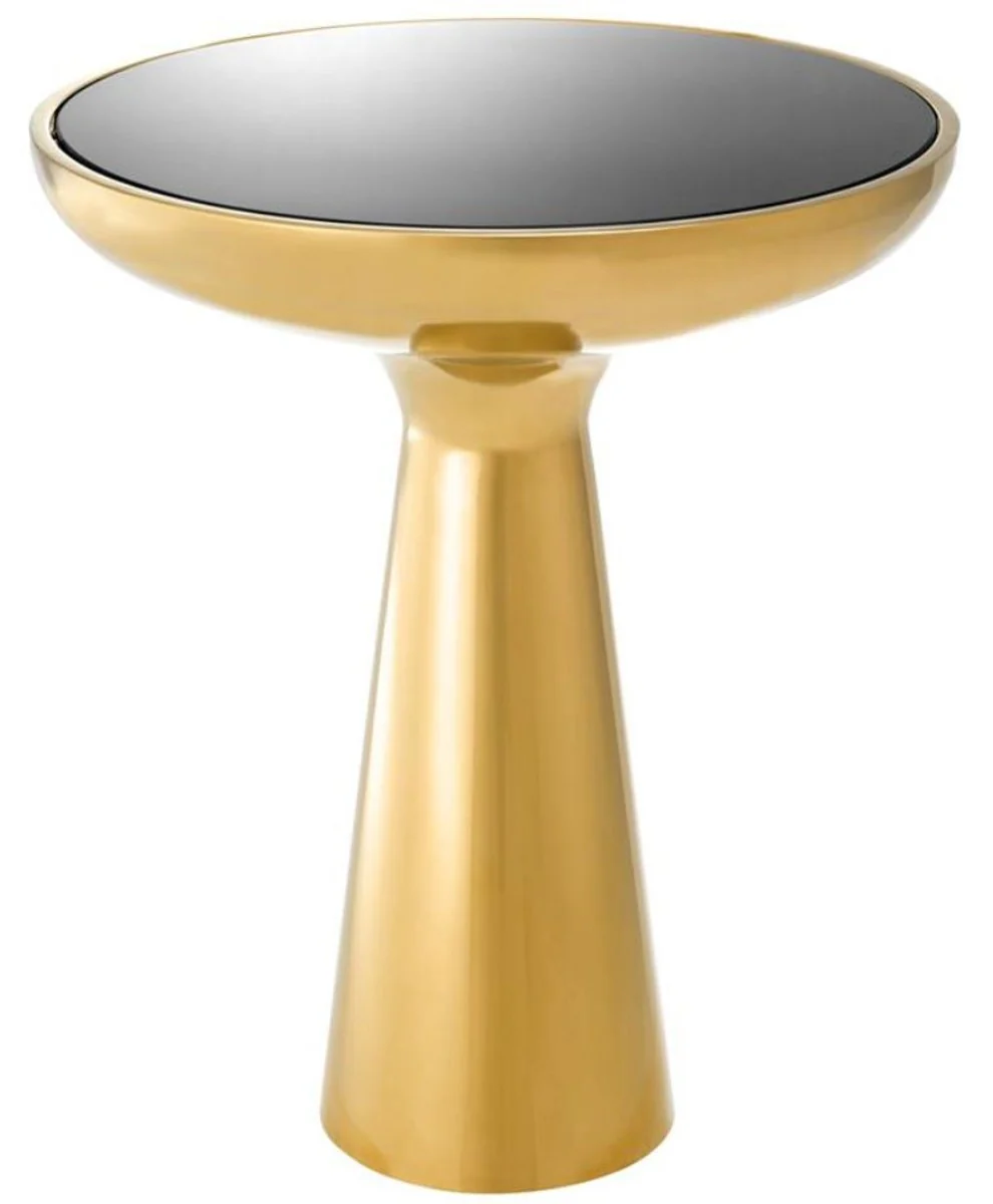 Luxury side table gold / black Ø 50 x H. 60 cm - round stainless steel table with glass top