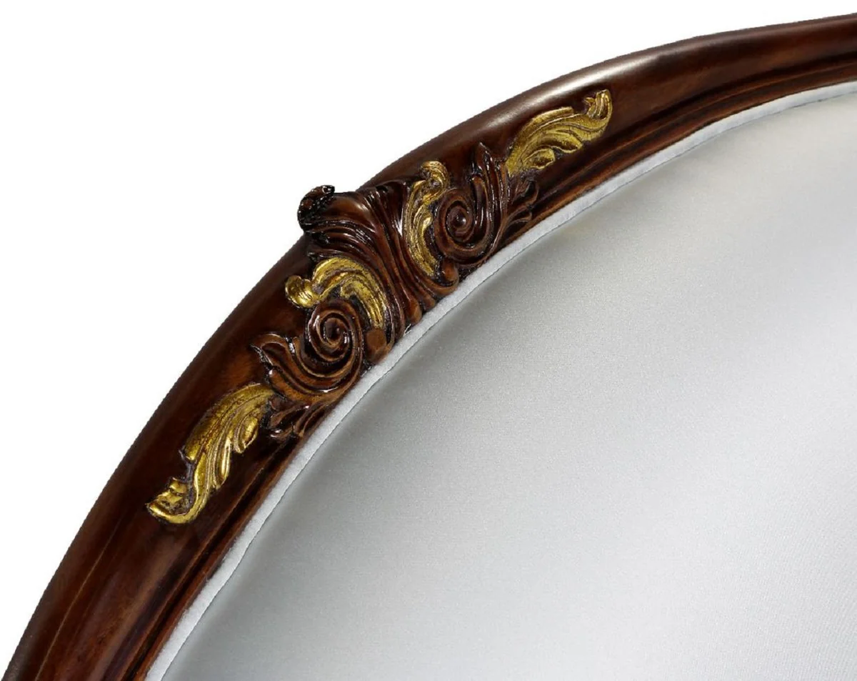 Luxury Baroque Sofa Silver / Dark Brown / Gold - Magnificent Living Room Sofa in Baroque Style - Baroque Living Room Furniture - Noble & Magnificent