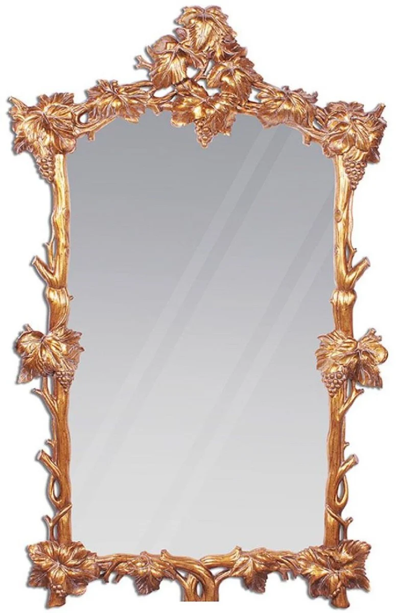 Luxury baroque mirror copper / gold 100 x 8 x H. 160 cm - Magnificent hand-carved mahogany wall mirror in baroque style - cloakroom mirror - living room mirror - baroque furniture