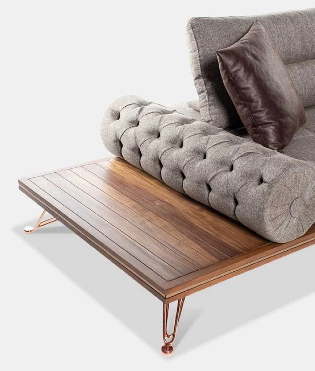 Luxury sofa gray / brown / copper 270 x 100 x H. 65 cm - Living room sofa with adjustable backrests - Living room furniture - Hotel furniture - Luxury furniture