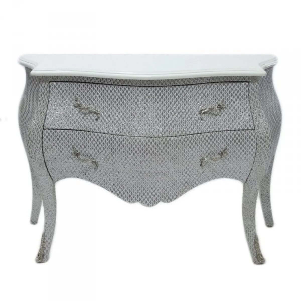 Baroque chest of drawers white / glitter look 120cm