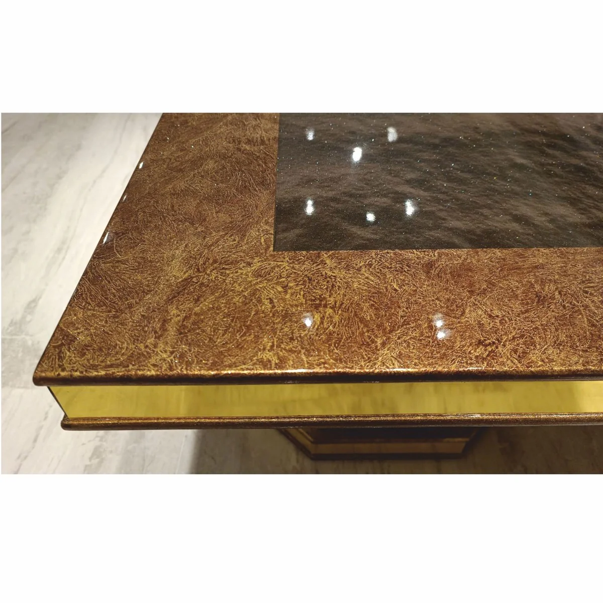 Luxury Art Deco coffee table brown / gold 119 cm - living room furniture