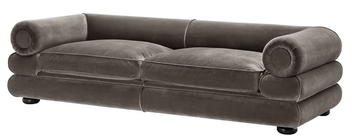 Luxury velvet sofa gray / black 233 x 96 x H. 65 cm - living room sofa - luxury quality