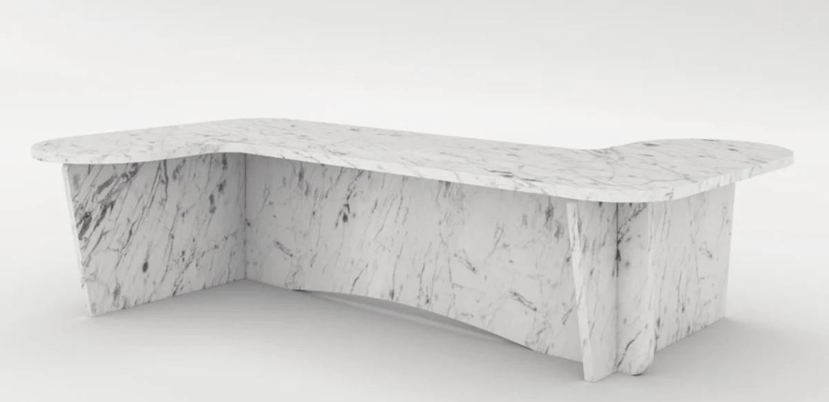 Luxury marble coffee table white 140 x 70 x H. 35 cm - Rectangular living room table made of high-quality Spanish Carrara marble - Luxury furniture